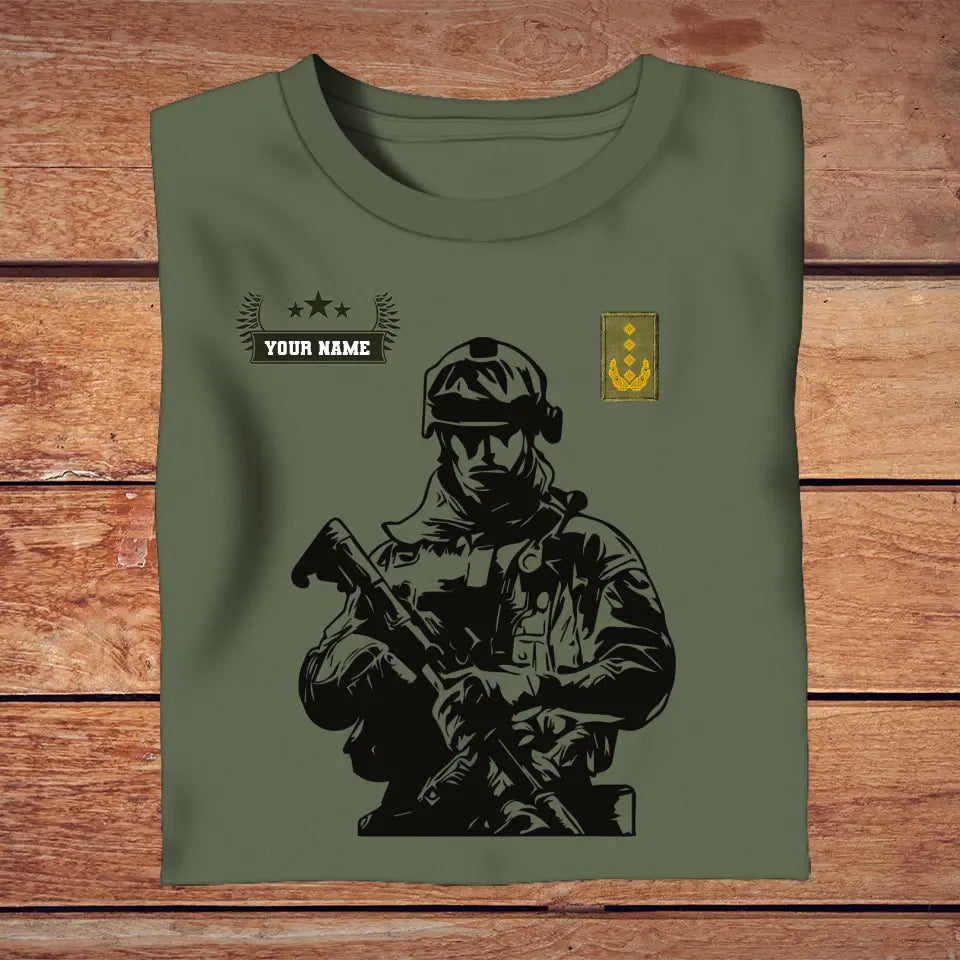 T-shirt personnalisé soldat/vétéran allemand avec nom et grade imprimé en 3D - 0210230001