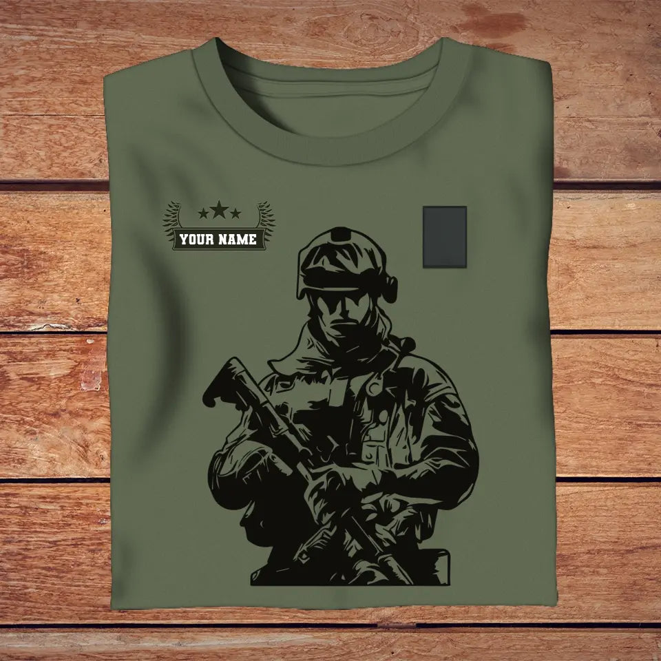 T-shirt personnalisé soldat/vétéran belge avec nom et grade imprimé en 3D - 0210230001