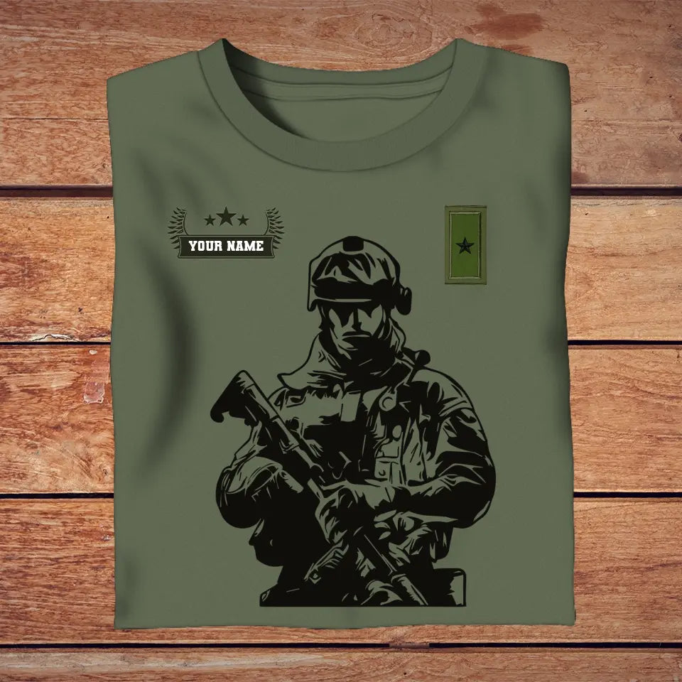 T-shirt personnalisé soldat/vétéran suédois avec nom et grade imprimé en 3D - 0210230001