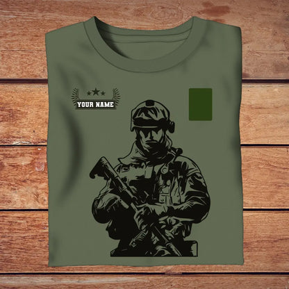 T-shirt personnalisé de soldat/vétéran des Pays-Bas avec nom et grade imprimé en 3D - 0210230001