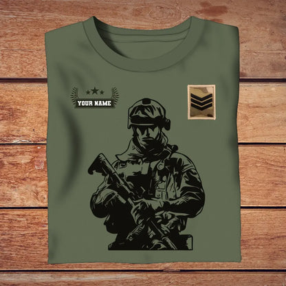 T-shirt personnalisé soldat/vétéran britannique avec nom et grade imprimé en 3D - 0210230001