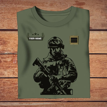 T-shirt personnalisé soldat/vétéran de la France avec nom et grade imprimé en 3D - 0210230001