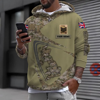 Personalisierter Kapuzenpullover mit Camouflage-Muster für britische Soldaten/Veteranen mit Namen und Rang, 3D-Druck – 0410230005