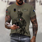 T-shirt personnalisé avec nom et grade de soldat/vétéran de la France imprimé en 3D - 0310230004