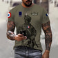 T-shirt personnalisé avec nom et grade de soldat/vétéran de la France imprimé en 3D - 0310230004