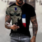 T-shirt personnalisé avec nom et grade de soldat/vétéran de la France imprimé en 3D - 0310230008