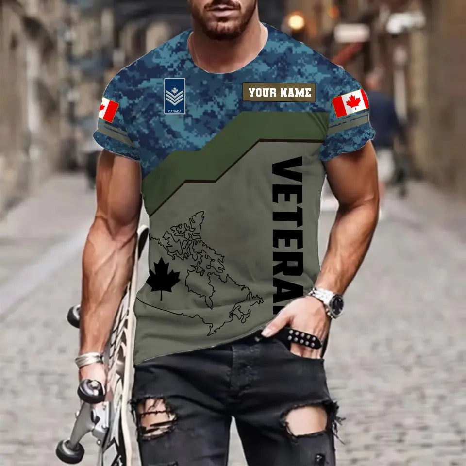 Personalized Canada Soldier/ Veteran Camo With Name And Rank T-shirt 3D Printed - 1696464015