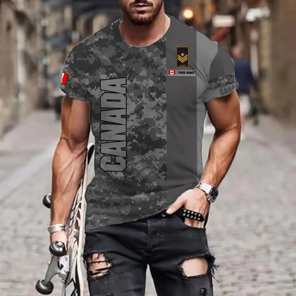 Personalized Canada Soldier/ Veteran Camo With Name And Rank T-shirt 3D Printed - 1696464018