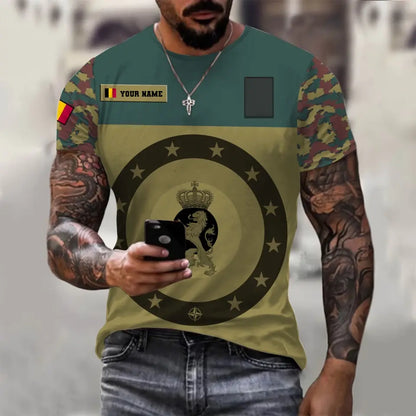 Personalisiertes T-Shirt mit belgischem Soldaten-/Veteranen-Tarnmuster mit Namen und Rang, 3D-Druck – 0710230001