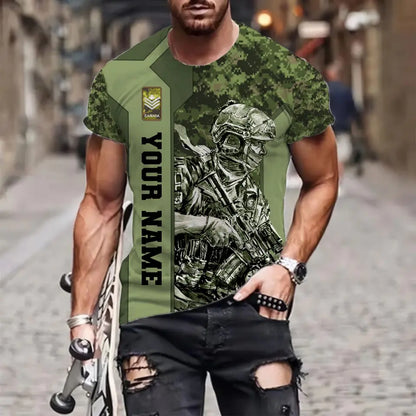 Personalized Canada Soldier/ Veteran Camo With Name And Rank T-shirt 3D Printed - 1696464001