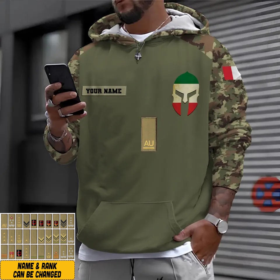 Personalized Italy Soldier/ Veteran Camo With Name And Rank Hoodie - 16968960