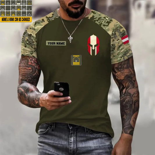 Personalized Austrian Soldier/ Veteran Camo With Name And Rank T-shirt 3D Printed -1010230001