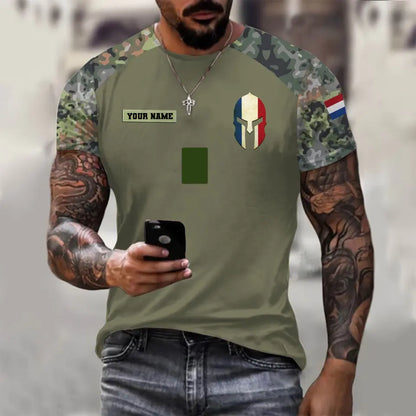 T-shirt personnalisé avec camouflage soldat/vétéran des Pays-Bas avec nom et grade imprimé en 3D - 1010230001