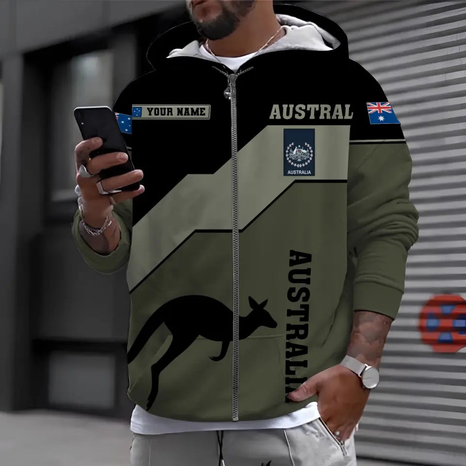 Sweat à capuche personnalisé avec camouflage soldat/vétéran australien avec nom et grade imprimé en 3D - 1696982405