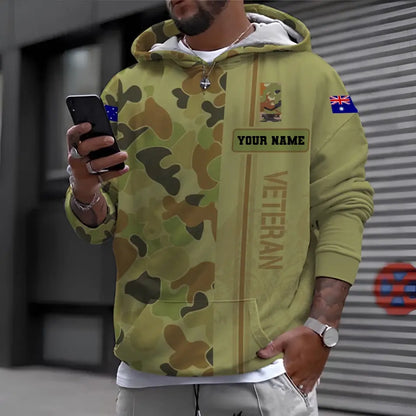 Sweat à capuche personnalisé avec camouflage soldat/vétéran australien avec nom et grade imprimé en 3D - 1696982402