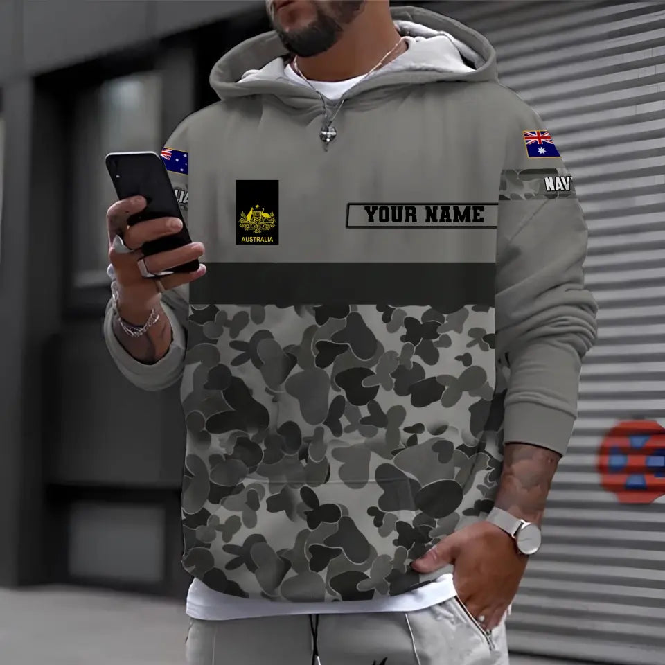 Personalized Australian Soldier/ Veteran Camo With Name And Rank Hoodie 3D Printed - 1110230010