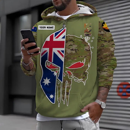 Personalized Australian Soldier/ Veteran Camo With Name And Rank Hoodie 3D Printed - 1696982403