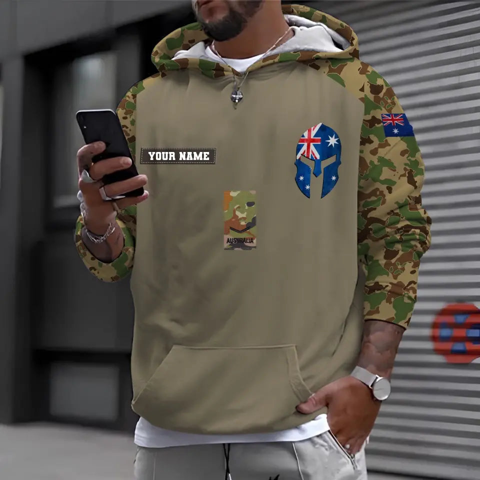 Sweat à capuche personnalisé avec camouflage soldat/vétéran australien avec nom et grade imprimé en 3D - 1696982404