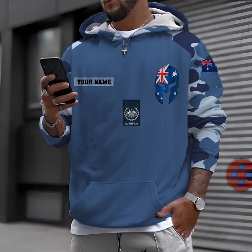 Sweat à capuche personnalisé avec camouflage soldat/vétéran australien avec nom et grade imprimé en 3D - 1696982404