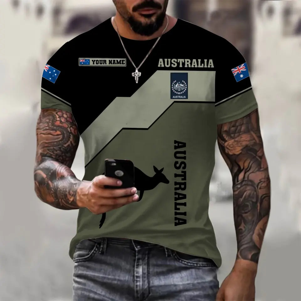 Personalized Australian Soldier/ Veteran Camo With Name And Rank T-shirt 3D Printed - 1110230002