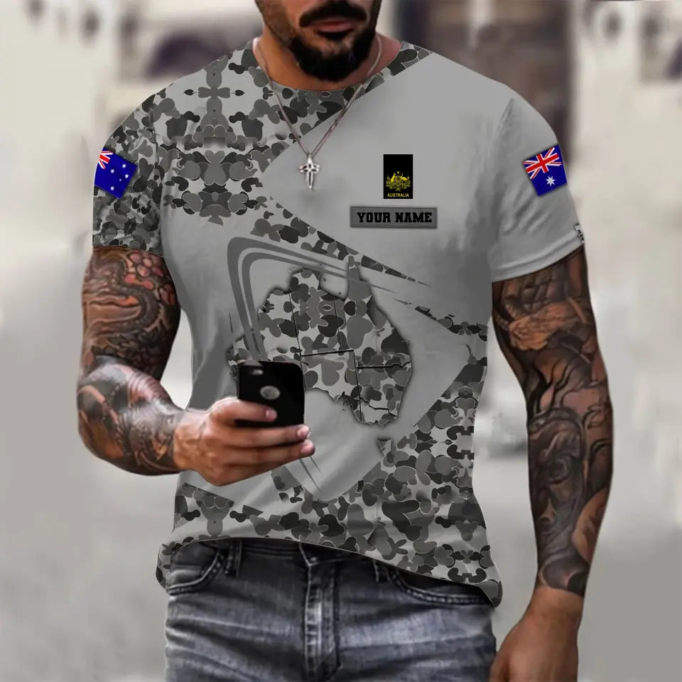 Personalized Australian Soldier/ Veteran Camo With Name And Rank T-shirt 3D Printed - 1110230005