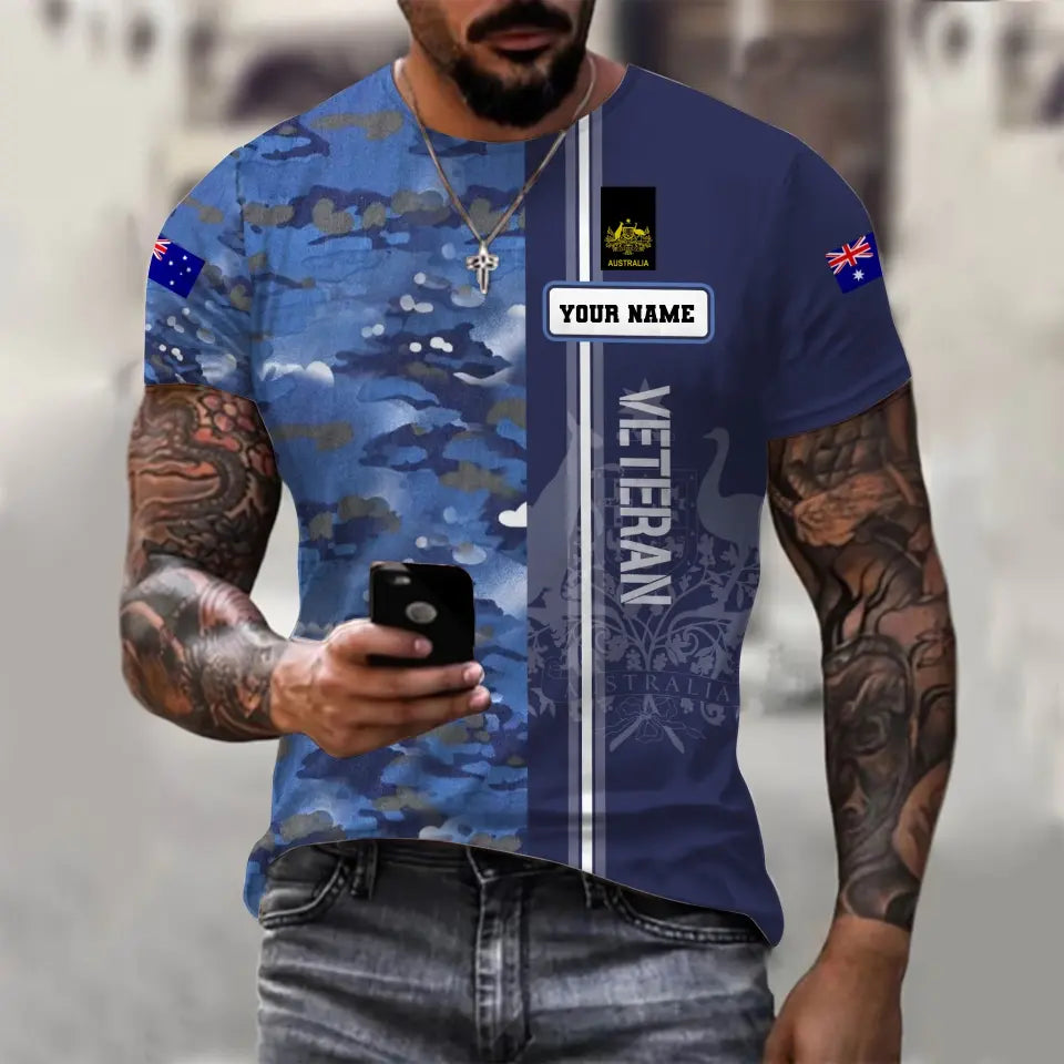 Personalized Australian Soldier/ Veteran Camo With Name And Rank T-shirt 3D Printed - 1110230006