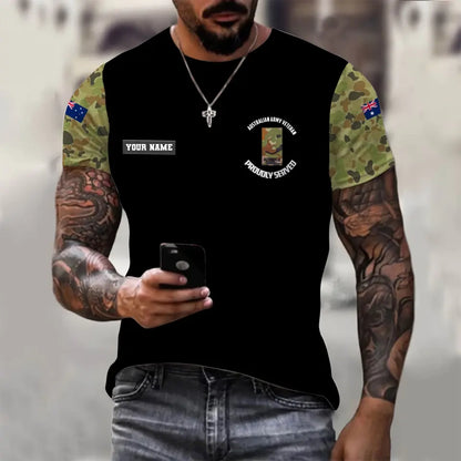 Personalisiertes T-Shirt mit australischem Soldaten-/Veteranen-Tarnmuster mit Namen und Rang, 3D-Druck – 1110230008