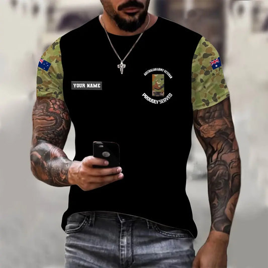 T-shirt personnalisé avec camouflage soldat/vétéran australien avec nom et grade imprimé en 3D - 1110230008