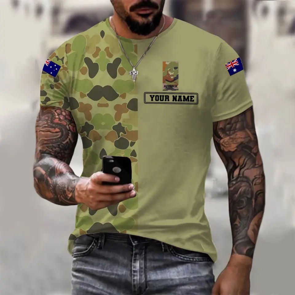 Personalized Australian Soldier/ Veteran Camo With Name And Rank T-shirt 3D Printed - 1110230009