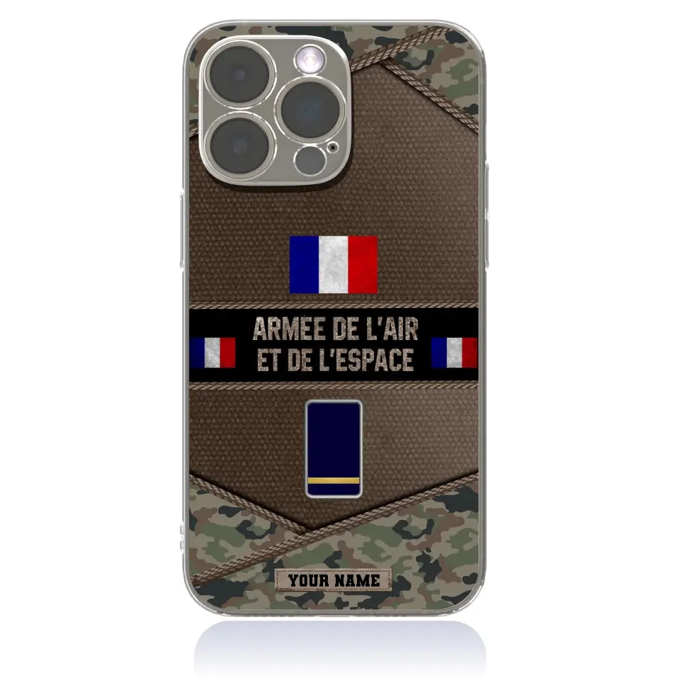 Étui de téléphone personnalisé pour soldat/ancien combattant français avec rang et nom imprimé - 1210230001