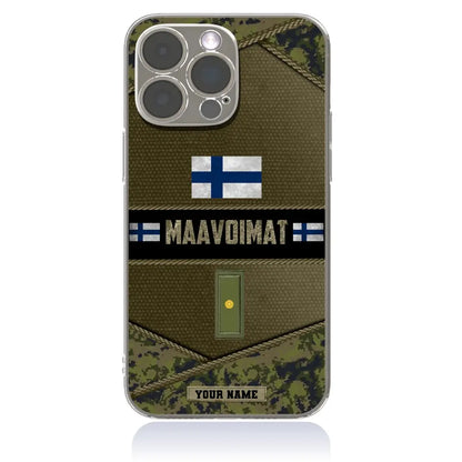 Étui de téléphone personnalisé pour soldat/vétéran finlandais avec rang et nom imprimés - 1210230001