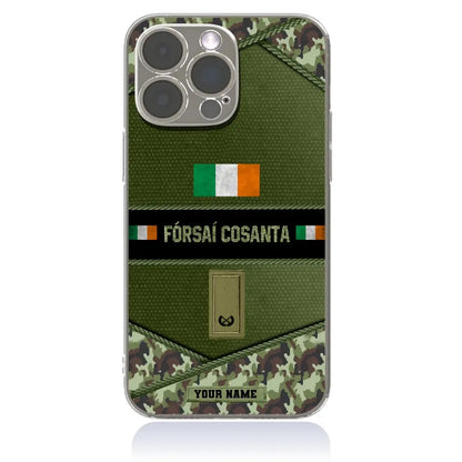 Étui de téléphone personnalisé pour soldat/vétéran irlandais avec rang et nom imprimés - 1210230005