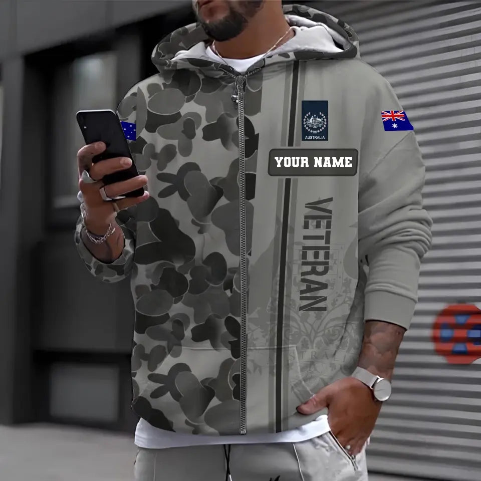 Sweat à capuche personnalisé avec camouflage soldat/vétéran australien avec nom et grade imprimé en 3D - 1696982402