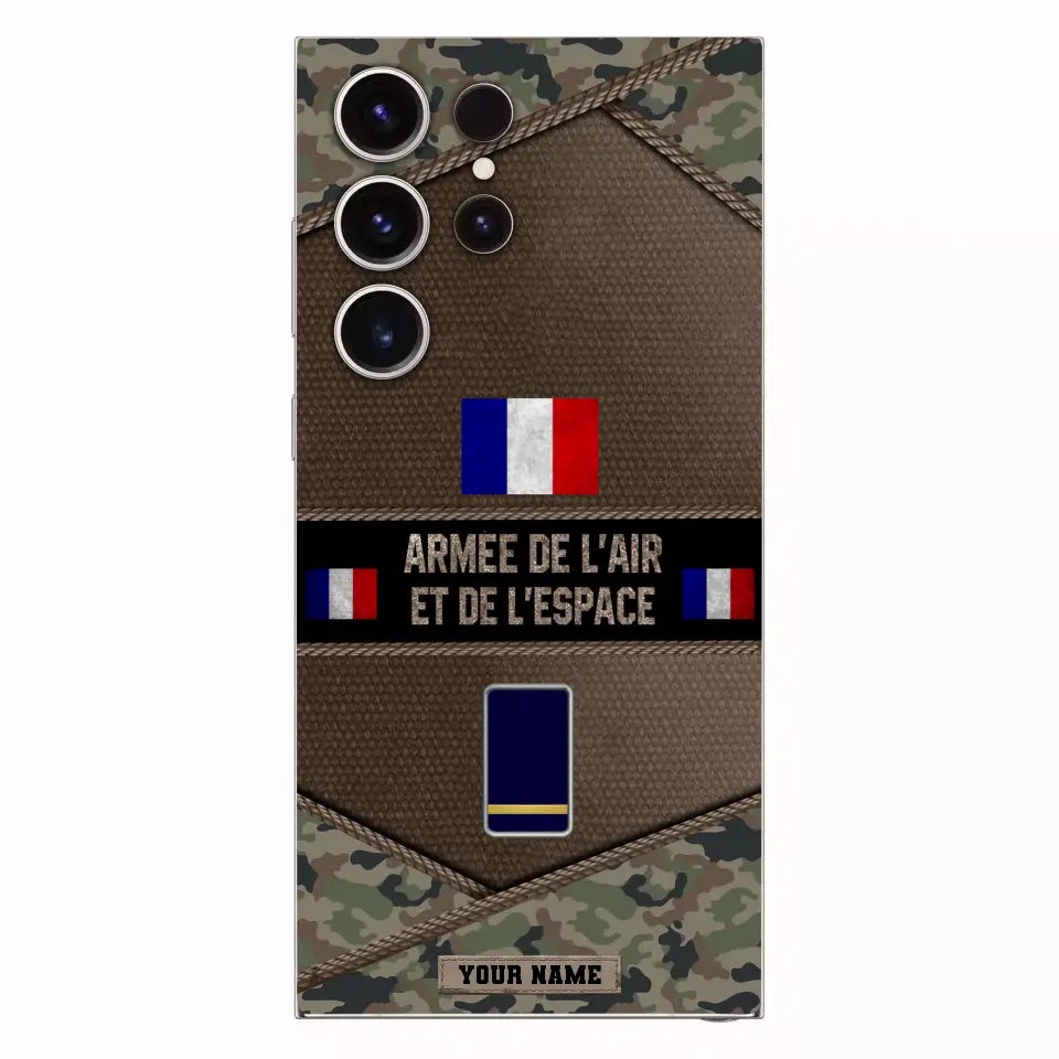 Étui de téléphone personnalisé pour soldat/ancien combattant français avec rang et nom imprimé - 1210230001