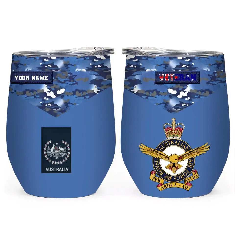 Verre personnalisé avec motif camouflage pour vétéran/soldat australien, avec rang et nom, imprimé sur toute la surface - 0302240008