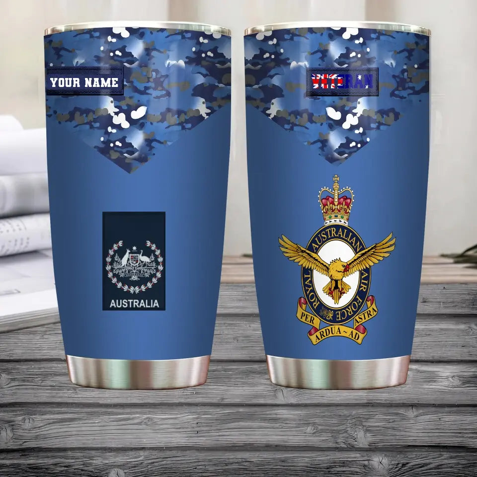 Personalized Australian Veteran/ Soldier With Rank And Name Camo Tumbler All Over Printed - 0302240008