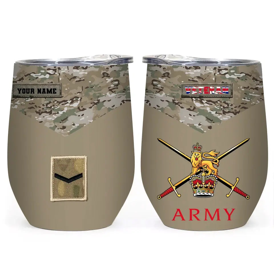 Personalized United Kingdom Veteran/ Soldier With Rank  Camo Tumbler All Over Printed - 0202240018