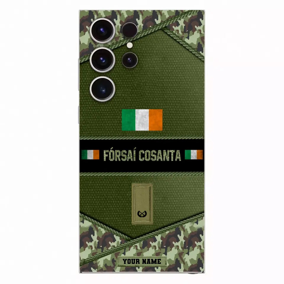 Étui de téléphone personnalisé pour soldat/vétéran irlandais avec rang et nom imprimés - 1210230005