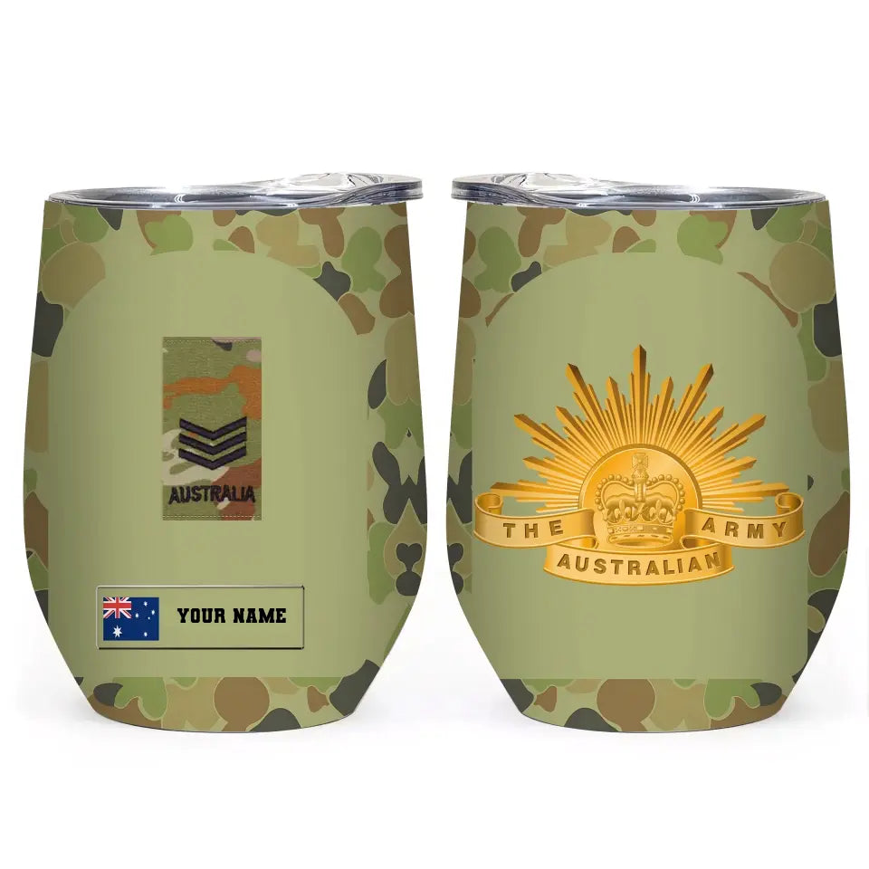 Personalized Australian Veteran/ Soldier With Rank And Name Camo Tumbler All Over Printed 0302240003