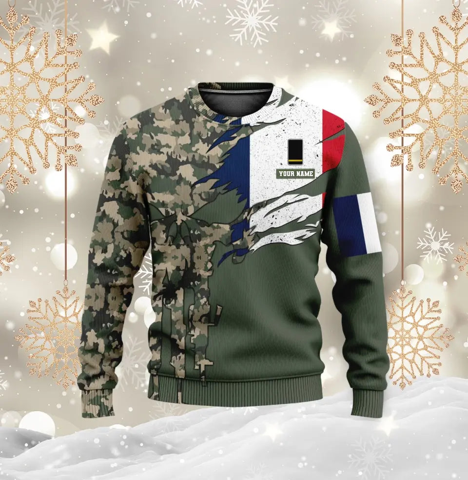 Personalized France Soldier/ Veteran Camo With Name And Rank Hoodie 3D Printed - 0310230001