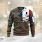 Personalisierter Kapuzenpullover mit Camouflage-Muster für französische Soldaten/Veteranen mit Namen und Rang, 3D-Druck – 0310230001