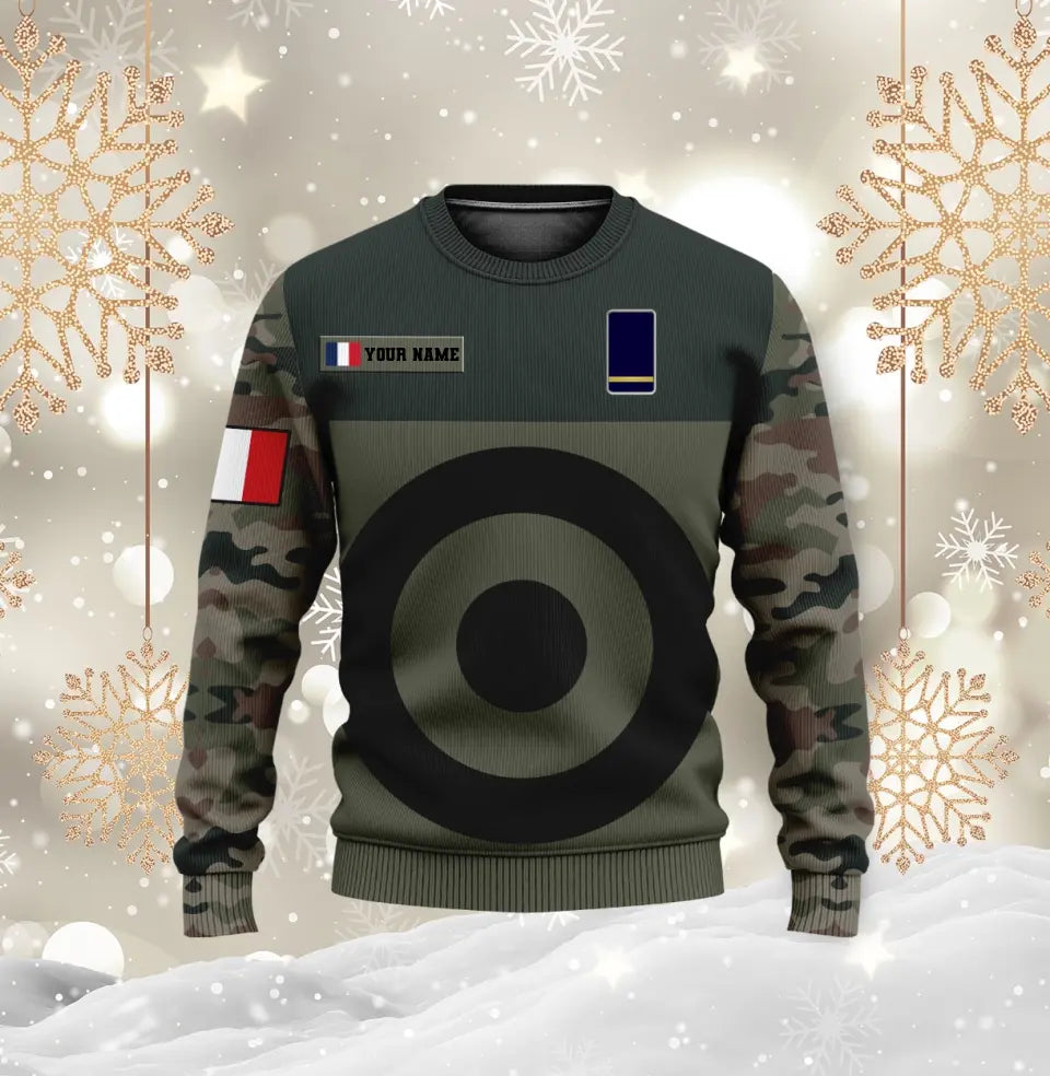 Sweat à capuche personnalisé avec camouflage soldat/vétéran de la France avec nom et grade imprimé en 3D - 16962912