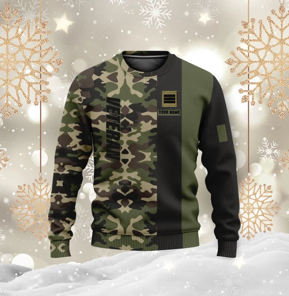 Personalisierter Kapuzenpullover mit Camouflage-Muster für französische Soldaten/Veteranen mit Namen und Rang, 3D-Druck – 0310230003