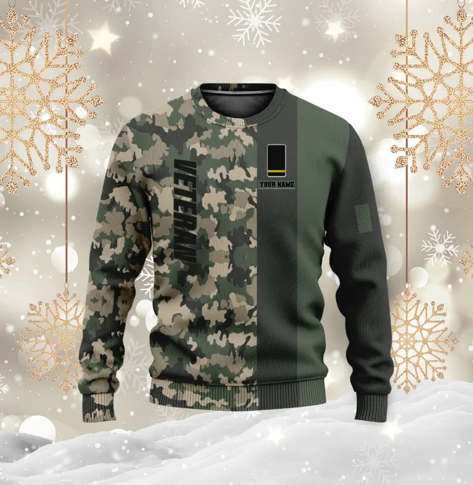 Personalisierter Kapuzenpullover mit Camouflage-Muster für französische Soldaten/Veteranen mit Namen und Rang, 3D-Druck – 0310230003