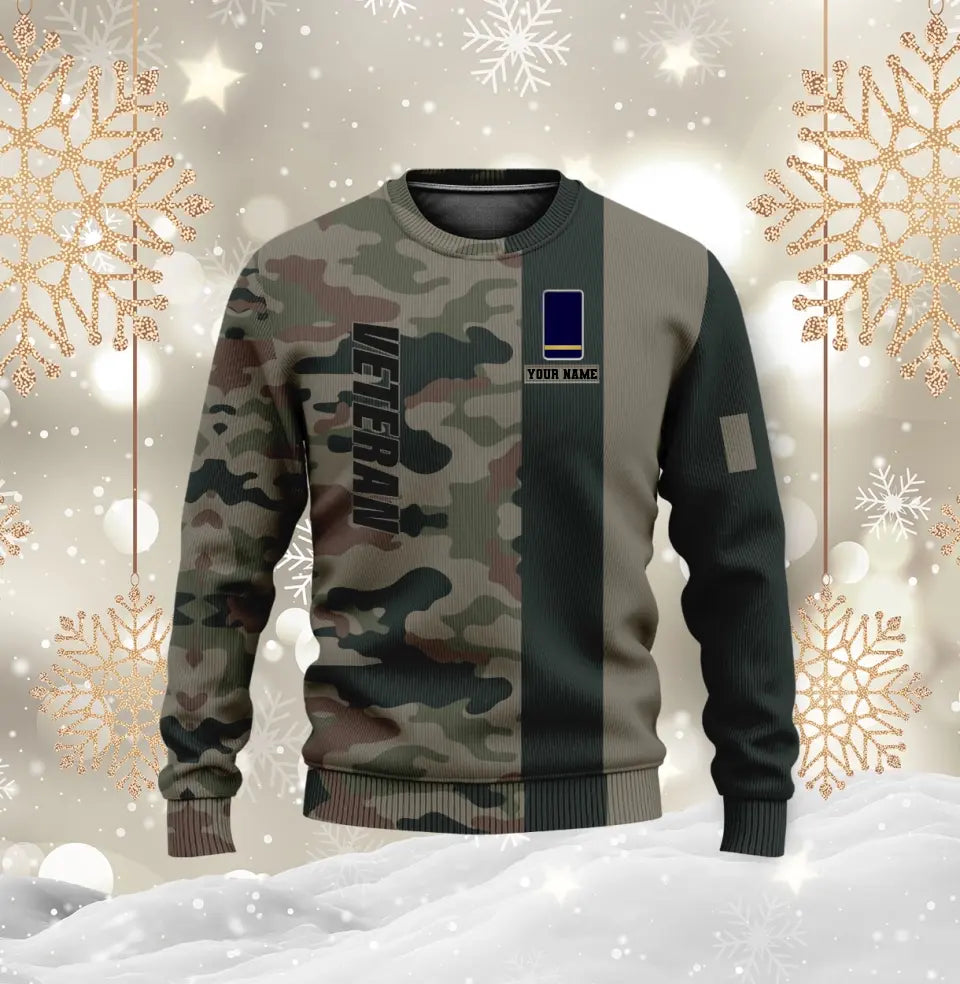 Personalisierter Kapuzenpullover mit Camouflage-Muster für französische Soldaten/Veteranen mit Namen und Rang, 3D-Druck – 0310230003