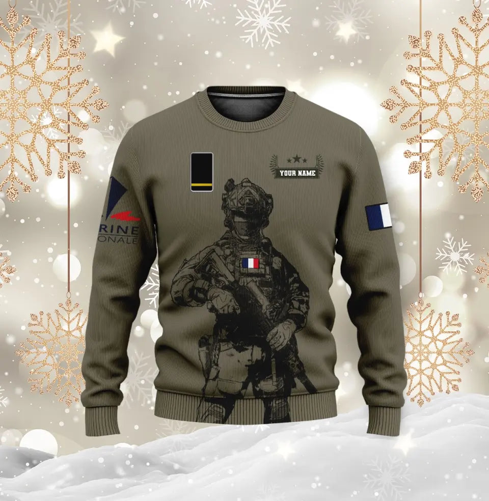 Personalisierter Kapuzenpullover mit Camouflage-Muster für französische Soldaten/Veteranen mit Namen und Rang, 3D-Druck – 1696291203