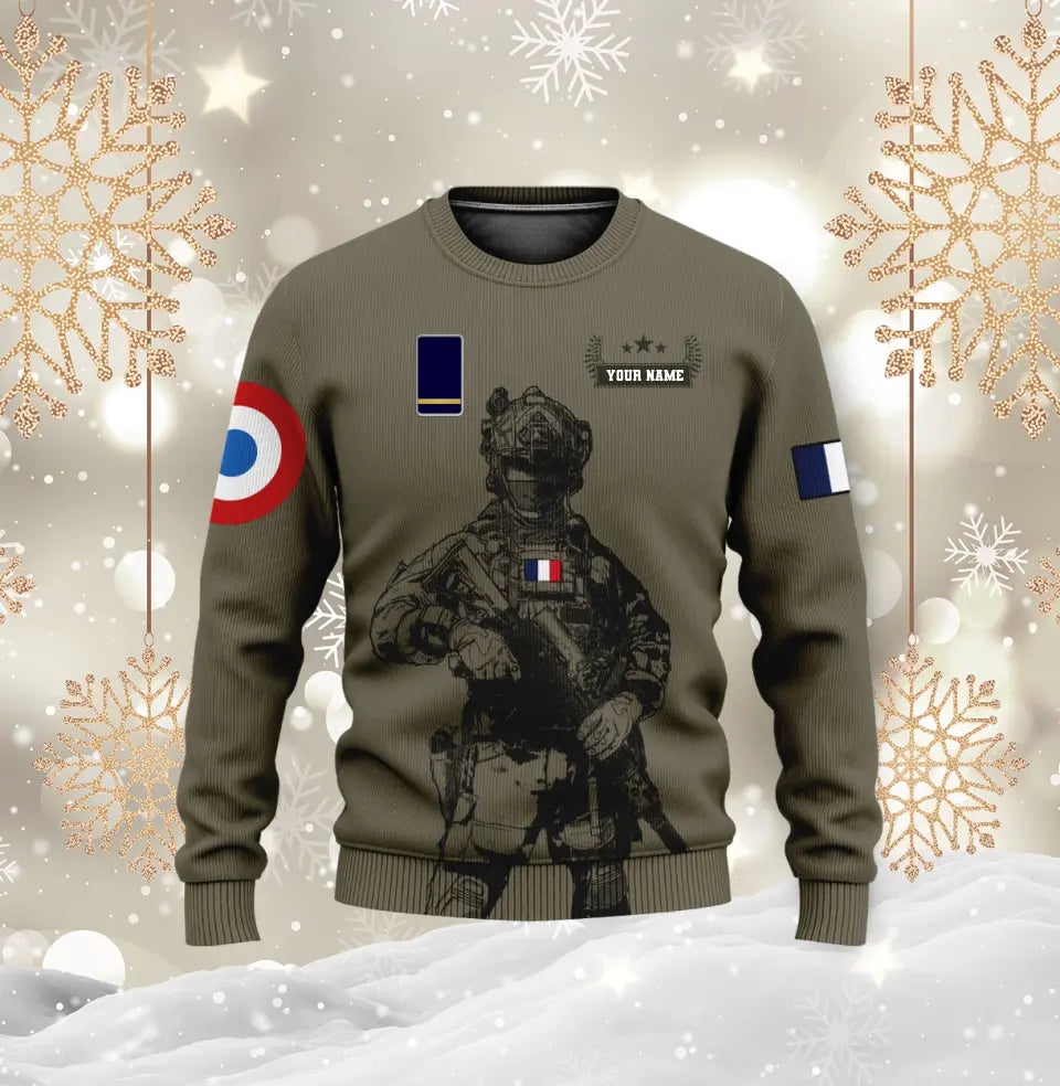 Personalisierter Kapuzenpullover mit Camouflage-Muster für französische Soldaten/Veteranen mit Namen und Rang, 3D-Druck – 1696291203