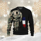 Sweat à capuche personnalisé avec camouflage soldat/vétéran de la France avec nom et grade imprimé en 3D - 0310230008