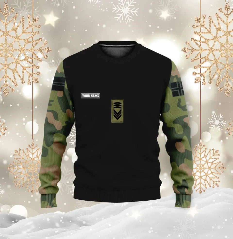 Personalisierter Kapuzenpullover mit Camouflage-Muster für norwegische Soldaten/Veteranen mit Namen und Rang – 0310230002