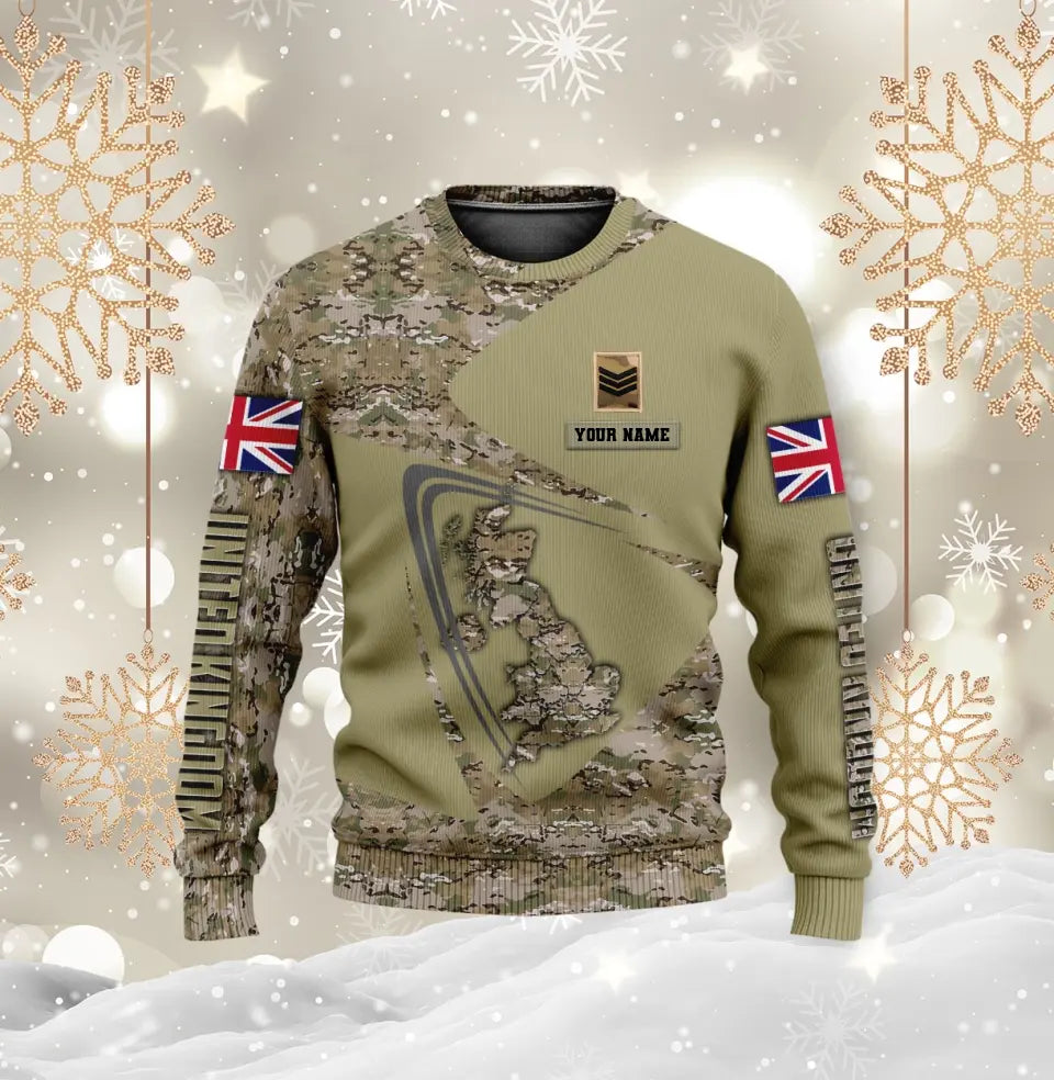 Personalized UK Soldier/ Veteran Camo With Name And Rank Hoodie 3D Printed - 0410230005